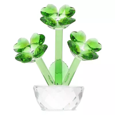 Buy White Crystal Ornament Office Blossoming Flowers Figurines Potted Plant • 14.59£