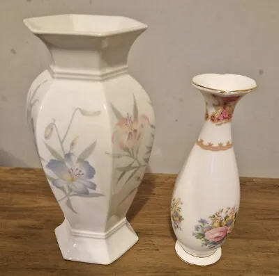 Buy Vintage Royal Winton Floral Vase 9 Inch And Royal Albert Lady Carlyle Vase • 32£