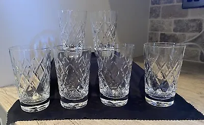 Buy 6 Crystal Cut Glass Whiskey Tumblers • 25£
