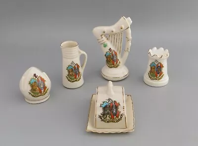 Buy 5 West Malling Arcadian/Carlton Crested China Pieces - Harp, Mitre Hat, Rook Etc • 39.99£