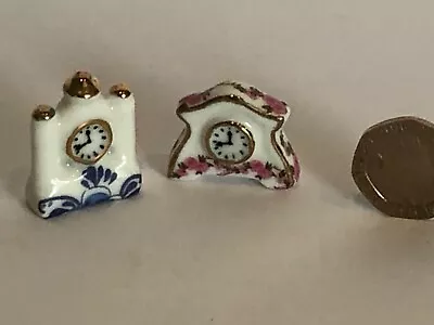 Buy Dolls House Miniature Pair Of China Mantle Clocks - Non-working • 2£