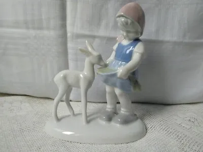 Buy Gerold Porzellan Bavarian Figurine Of A Girl Feeding A Deer (W. Germany Marked) • 25£