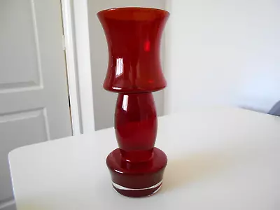 Buy Stunning Vintage Riihimaki  Finland Red Large Cog Glass Vase • 29.99£