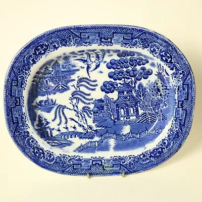 Buy Antique Blue & White Willow Rectangular Serving Dish 11¼ X9  Made In England • 18.95£
