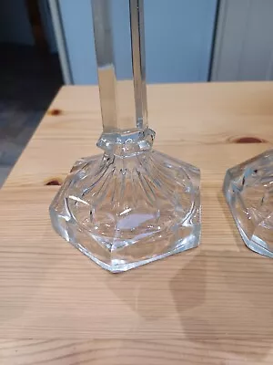Buy Vintage Clear Glass Candlesticks - Pair • 10.50£
