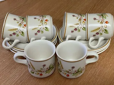 Buy St Michael Vintage M&S Harvest Set Of Six Coffee Cups & Saucers New (Unboxed) • 23.99£