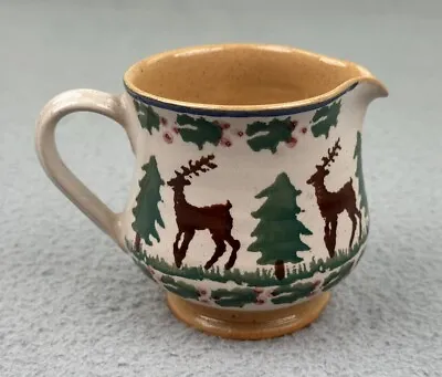 Buy Nicholas Mosse Pottery 3” Creamer Pitcher Holiday Reindeer Holly Ireland • 57.37£