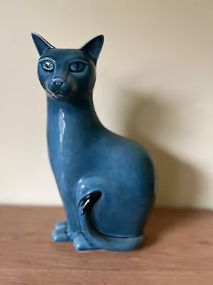 Buy Large Poole Pottery Blue Vintage Cat Figure 29cm • 26£