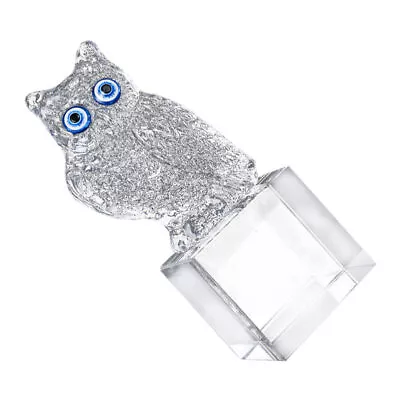 Buy Crystal Owl Miniature Hand Blown Glass Bird Figurine Collectible-SV • 20.39£