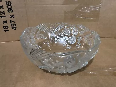 Buy Beautiful Clear & Opaque Glass Fruit Bowl With Embossed  Flowers • 17.95£