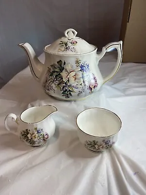Buy Crown Dorset Staffordshire England Fine Ceramic Tea Set W Sugar Bowl & Creamer • 127.87£