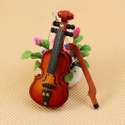 Buy Dollhouse Violin Mini Wooden Instruments Miniature Fiddle Wooden Instrumen GF • 4.58£