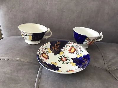 Buy Vintage Gaudy Welsh Fine China X2 Cups  X1 Saucer ‘Tulip’ • 8.50£