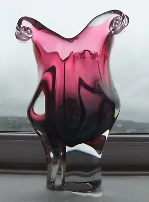 Buy STUNNING Vintage Retro Pink Purple Czech Bohemian Josef Hospodka Art Glass Vase • 20£