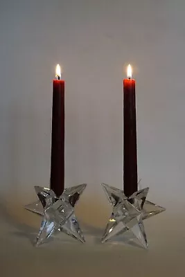 Buy PAIR Of Unusual 3 Dimensional Cut Crystal STAR Candle Holders • 14.95£