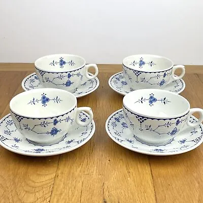 Buy 4 X Vintage Furnivals Blue Denmark Tea Cups & Saucers #2 • 22.95£