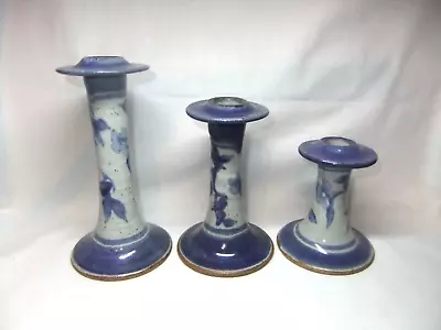 Buy Set Of 3 Candlesticks Robert Fishman Rhode Island Studio Pottery Leach St Ives • 29.99£