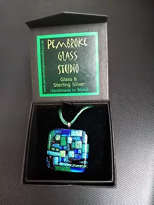 Buy Glass Pendant Pembroke Glass Studio. Blue/Green Square Pendant. Unworn • 16.99£