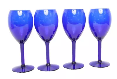 Buy Vintage Cobalt Blue Crystal Stemware Set: Four Wine Glasses And Water Goblets • 47.68£