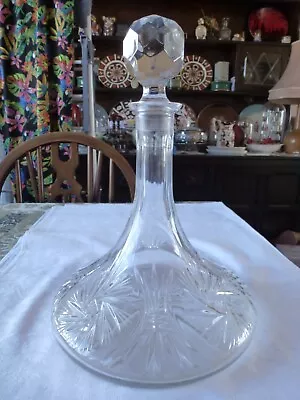 Buy Large Vintage Bohemian Cut Crystal Glass Ship's Decanter • 14.99£