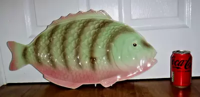 Buy Rare Retro Shorter & Sons Fish Serving Plate ~ 20  ~ Green & Pink ~ 1940's/50's • 39.99£