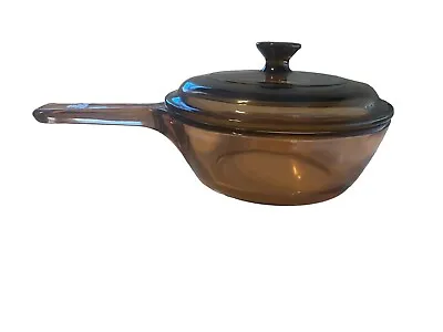Buy Corning Vision Ware .5 L Amber Glass Pot Sauce Pan With Pyrex Lid Vintage • 28.06£