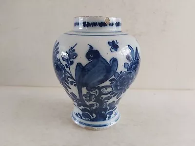 Buy Unusual Dutch? 18thc Delft Pottery Jar Cockatoo Decoration • 140£