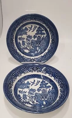 Buy Vintage. X2 Churchill England Blue Willow Cereal Bowl 6  VGC • 12£