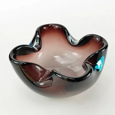 Buy MURANO Glass Ashtray Trinket Dish - Amethyst With BLue Flashes • 17.50£
