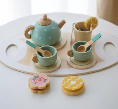 Buy Children And Toddlers Wooden Tea Set Combination Toy Game Set Little Girl Gift- • 22.67£