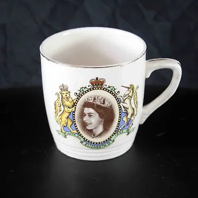 Buy Royal Coronation Of Queen Elizabeth II Commemorative White China Cup Mug 1953 • 12.38£