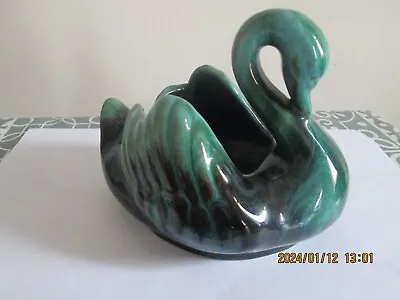 Buy Vintage Blue Mountain Redware Pottery Swan Planter Blue-Green Black Drip Glaze • 11.99£