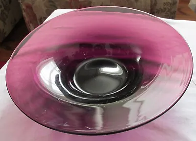 Buy Vintage Purple Glass Fruit Bowl Or Dish ~  Decorative Retro 11 1/2in X 2.5in • 39.99£