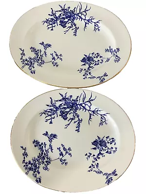Buy Antique Royal Crown Derby Bone China Oval Serving Plates X 2  Blue And White • 35.99£