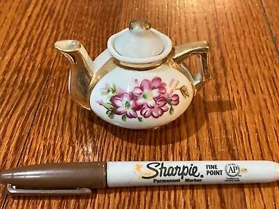 Buy Vintage Mini Floral Bone China Teapot Gold Trim • 5.69£