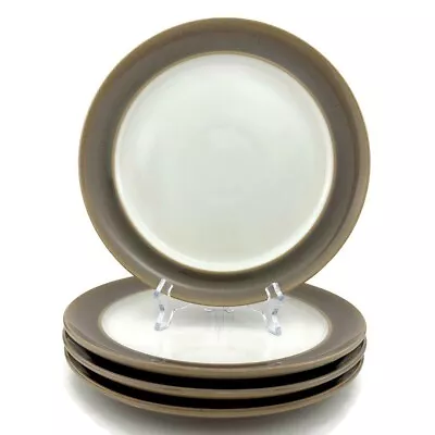Buy Denby TRUFFLE Salad Plates (4) White With Taupe Brown Rim • 42.89£