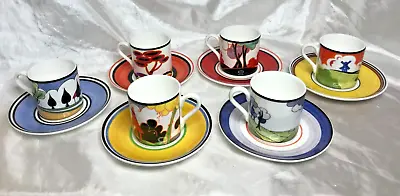 Buy 6 X Wedgwood Limited Edition CLARICE CLIFF  CAFE CHIC  Coffee Cups & Saucers • 89.99£