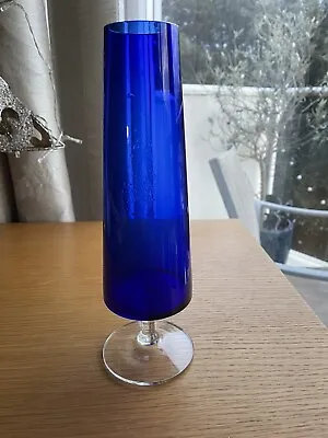 Buy Decorative Vintage Cobalt Blue Footed Glass Vase 24 Cm High • 16.75£