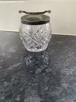 Buy Vintage Cut Glass Sugar Bowl With Tongs In Lid • 5£