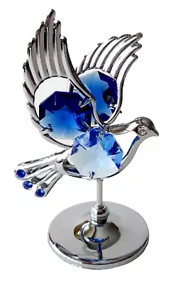 Buy Crystocraft Dove Crystal Ornament With Swarovski Elements Gift Boxed Blue Silver • 16.99£