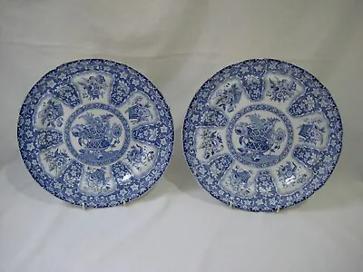 Buy Pair Of Pearlware Blue And White Transferware Dinner Plates By Spode Filigree • 35£