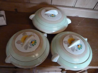 Buy Tams Ware Hand Painted Set Of 3 Lidded Vegetable Dishes, Tureens, Art Deco • 25£