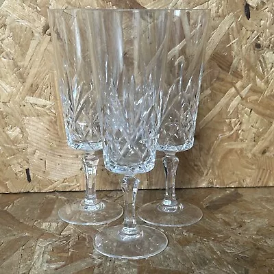 Buy 3 X Vintage Cut Crystal Glass Champagne Prosecco Wine Glasses Flute 17cm • 6.04£