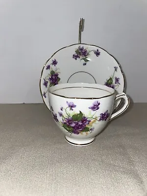 Buy Duchess Bone China England Tea Cup & Saucer Purple Violet Flowers Gold Trim • 18.90£