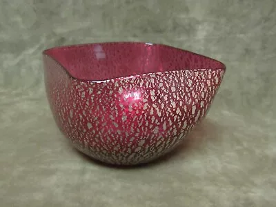 Buy Ca 1900's Austria Art Glass Non Loetz Argentan Cranberry Silver Finger Bowl Vase • 54.94£