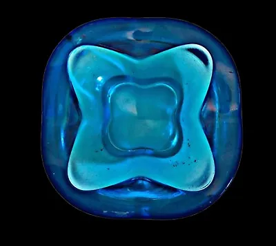 Buy Vintage  Glass Ashtray 1960s Czech  Bowl Rudolf Jurnikl Turquoise Art Display • 14.99£