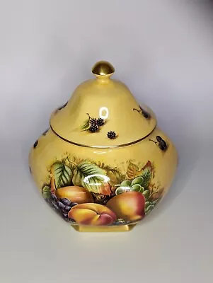 Buy Vintage Aynsley Orchard Gold Hexagonal Jar Fruit Peach Plum Yellow  • 14£