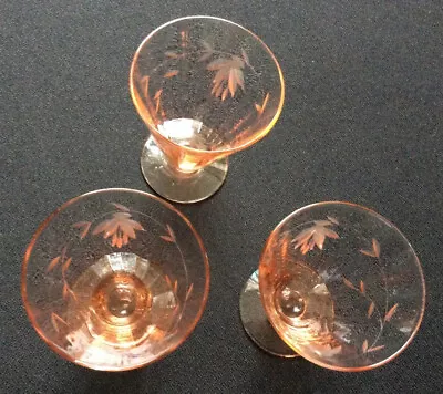 Buy Pink Depression Glass Juice Glasses 3 In Total • 11.14£