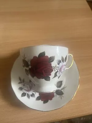 Buy Colclough Tea Cup  And Saucer Red Roses • 7.60£