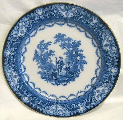 Buy Great Blue And White Plate Watteau Doulton Burslem England Approx. 10½ Ins Wide • 29.99£